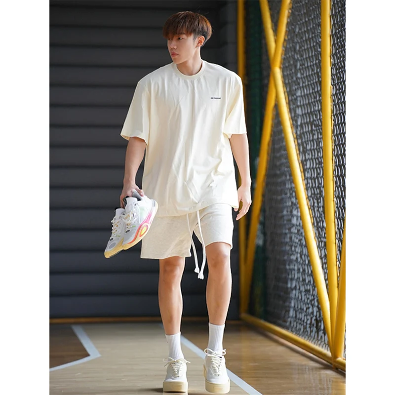 

Ameika Pure Color Dstring orts Летние модные спортивные брюки большого размера Студенческие универсальные брюки пять четвертей Повседневные хлопковые брюки...