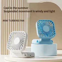 USB Rechargeable Small Fan Mute Handheld Folding Desktop Multi Range Adjustable Electric Fan Portable