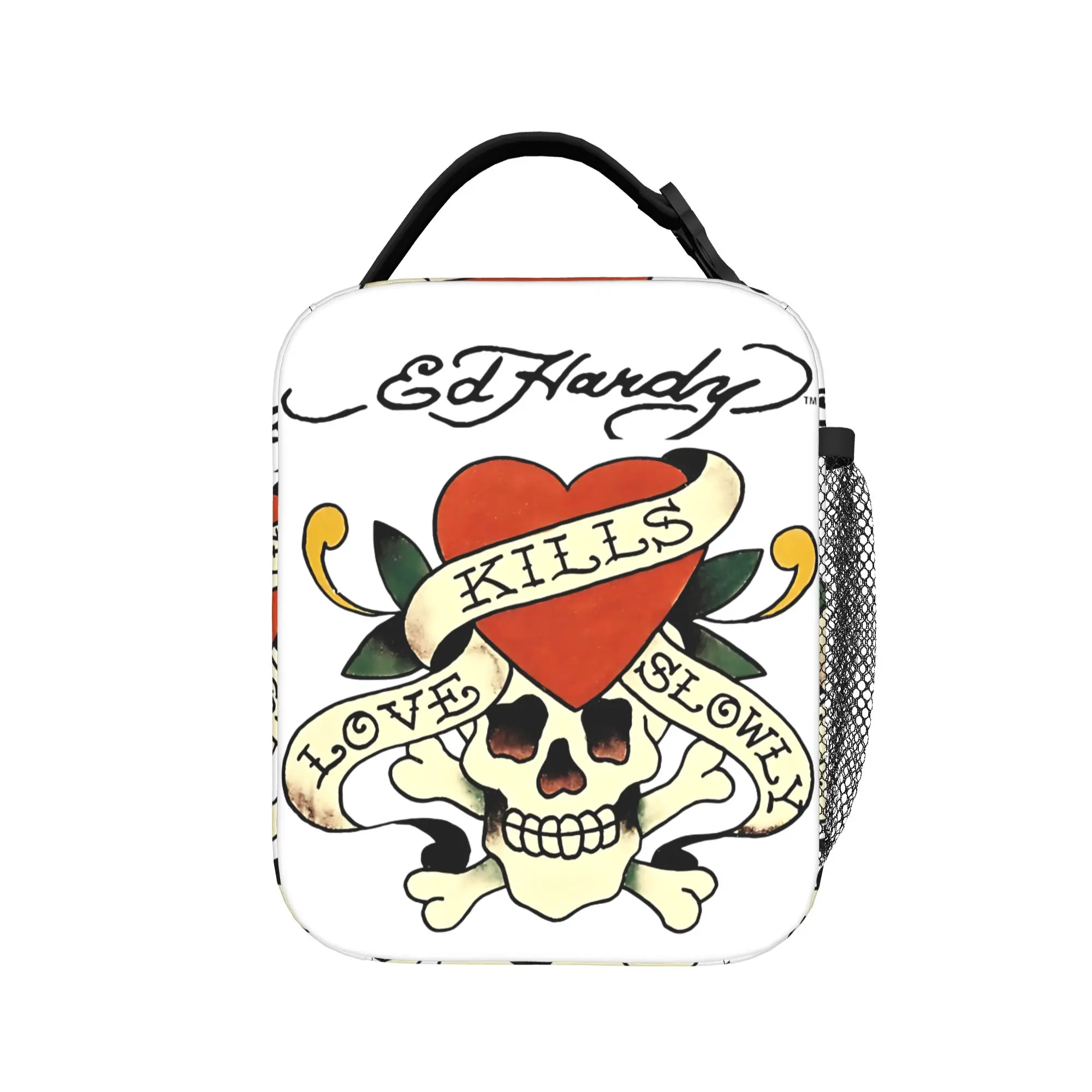 

Сумка для обеда Ed Hardy Love Kills Slowly, офисный ланч-бокс унисекс, винтажный, удобный, с графическим дизайном, термосумка для обеда