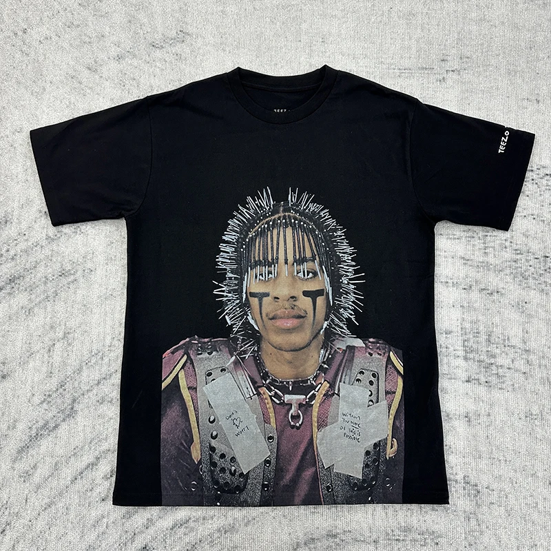 

Футболка оверсайз ort Sve с металлическим принтом f Sve ex Loose Fit Youth Faion Летняя круглая уличная одежда Ne TS Ro