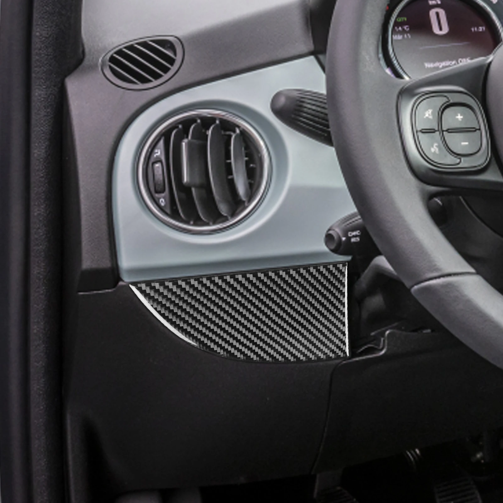

For Fiat 500 For Abarth 595 695 Car Interior Accessories Carbon Fiber Driver Side Dashboard Cover Sticker Modified Tirm