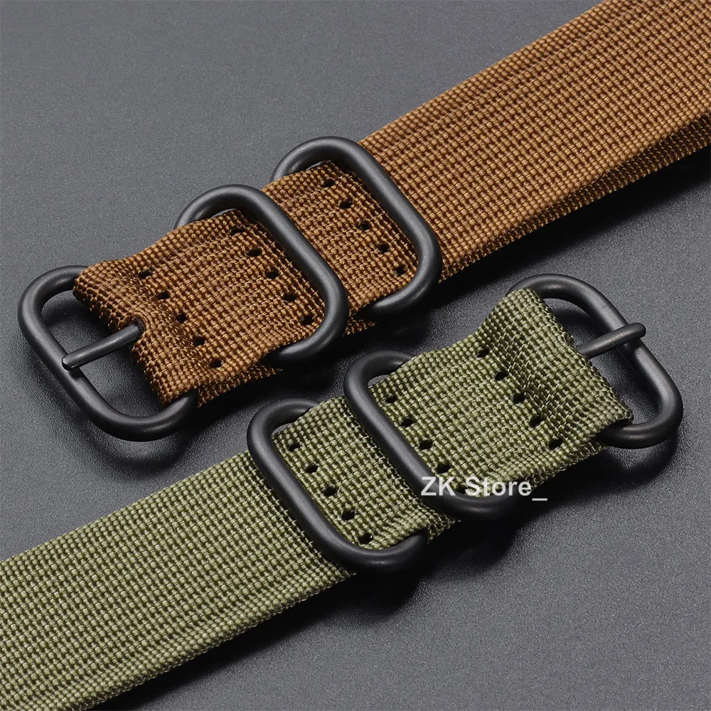 Quality Ribbed Watch Band Black Ring Buckle Nylon Striped Strap for Omega Military Weave Sport Bracelet Belt 18mm 20mm 22mm 24mm