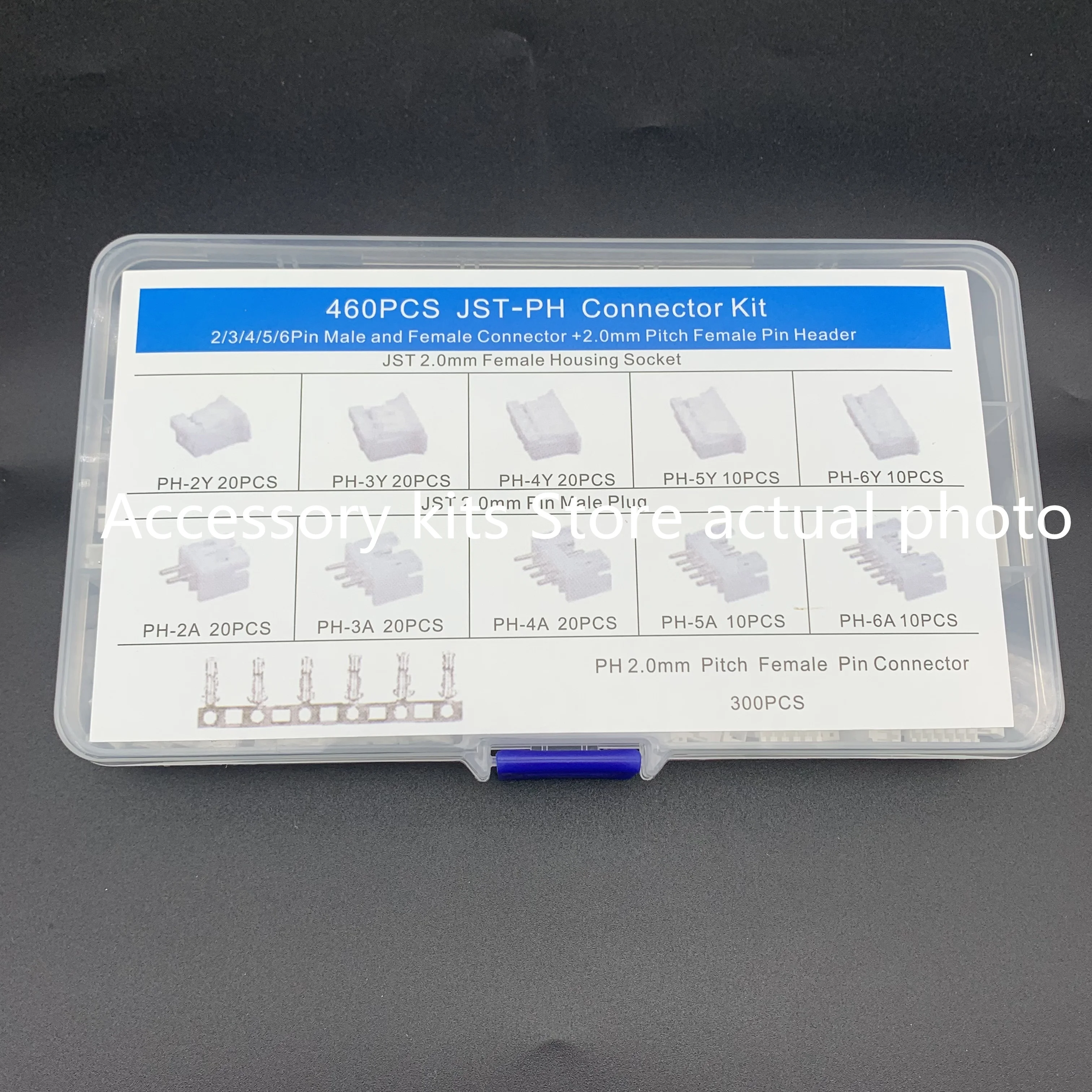 Feminino e Masculino Fiação de Agulha Terminal Set, Rubber Shell Base, Straight Needle, PH2.0, 2P3P4P5P6P, 460Pcs