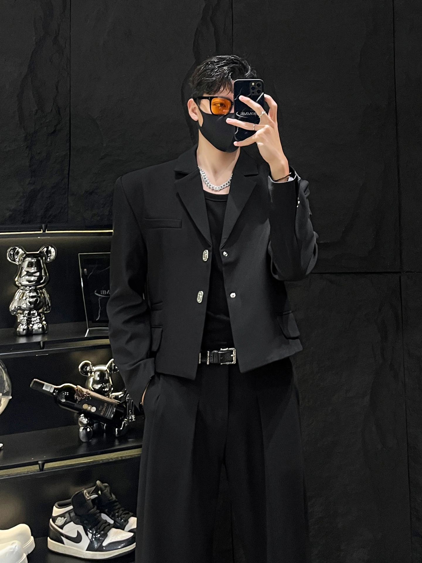 

Повседневный мужской пиджак с подплечниками, модный, свободного кроя, с металлическим декором, не требует глажки, весна-лето-осень