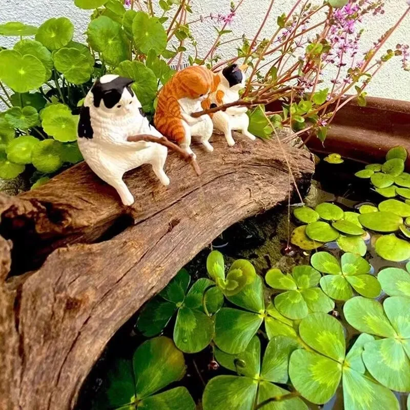 Fish Tank Fishing Cat Hanging Creative Landscape Office Ornaments Fun Mini Decorative Micro-Landscape