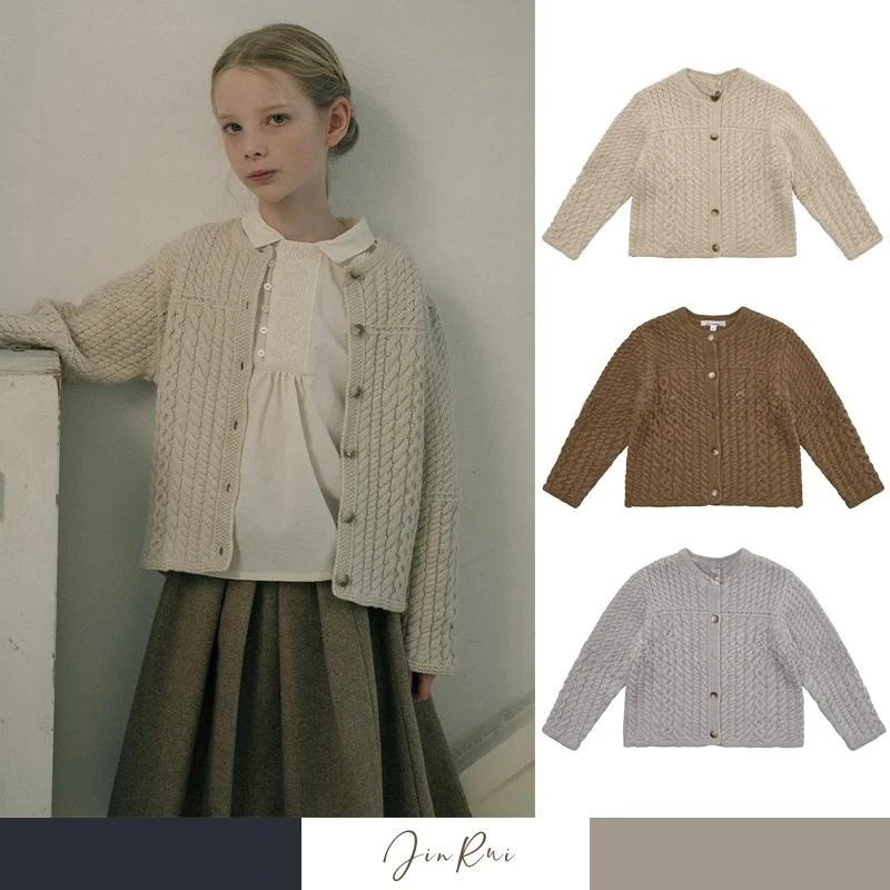 

Presale Korean Children's Knitwear Girls Cardigan 2025 Autumn Winter Warm Girls Knit Outwear Sweater Shirts SKirts Set Clothings