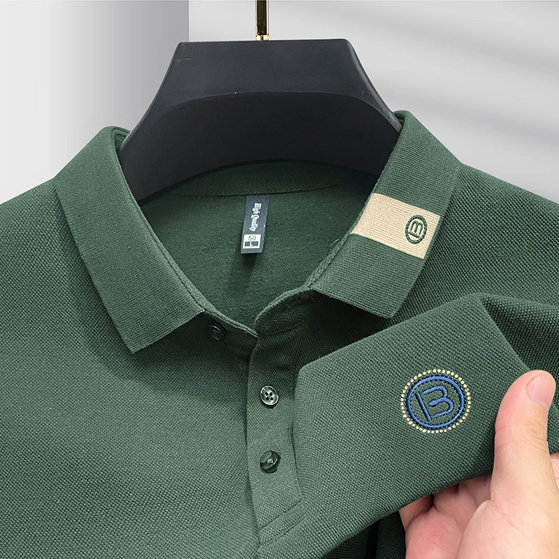 

Высококачественная алфавитная вышивка Марка мужская футболка поло с длинными рукавами весна - осень 2024 новая комфортабельная 100% хлопчатобумажная повседневная футболка