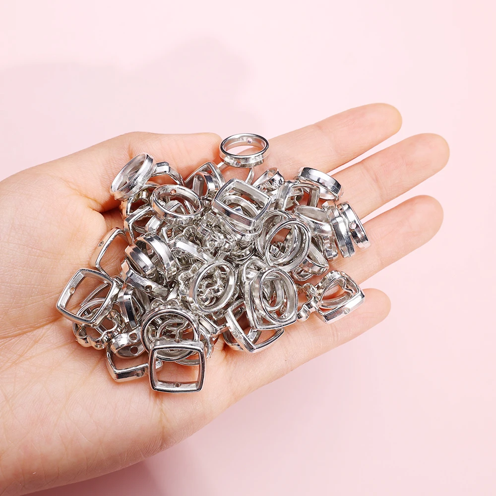 50pcs Silver Heart Hollow White K Loose Spacer Beads for Jewelry Making DIY Small Holes Necklace Bracelets Charms Accessories