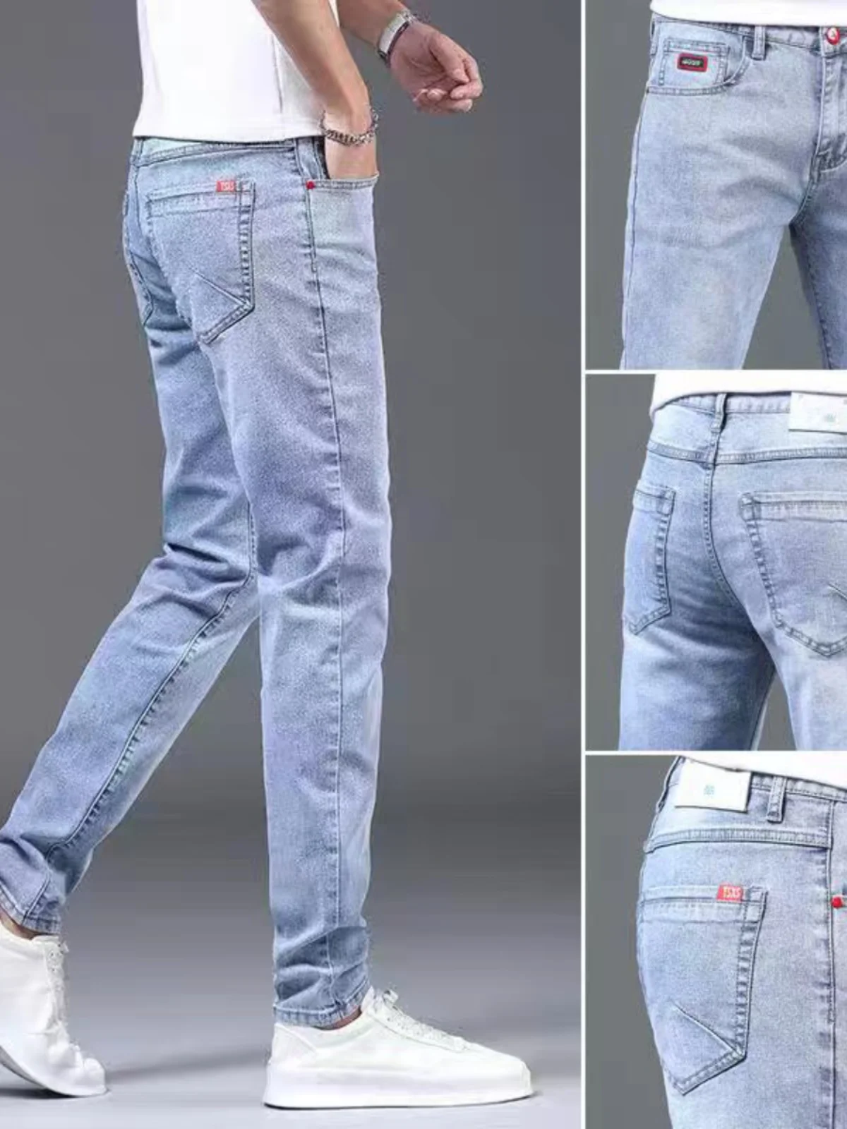 

Модные мужские джинсы осень 2023: легкие, облегающие, эластичные, в корейском стиле, повседневные, молодежные, с высокой талией и застежкой-молнией