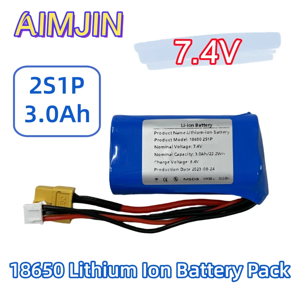 Paquete de batería de iones de litio UAV 18650 2S1P, 7,4 V, 3000mAh, adecuado para diferentes Drones, reemplazo de batería