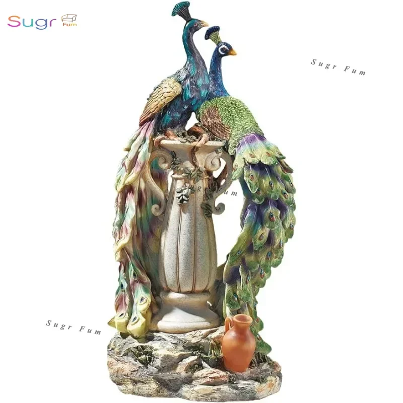 Diseño de pavo real toscano en el paraíso estatua decoración del hogar decoración de la sala de estar accesorios de escritorio