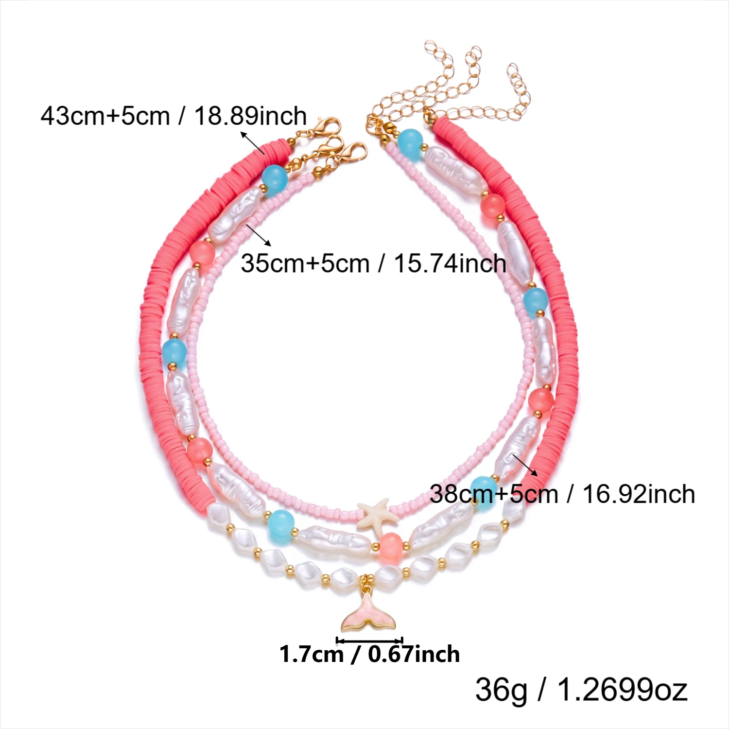 Böhmische Strandmuschel-Perlenkette für Frauen, handgefertigte Imitationsperlen-Kette mit Seestern-Anhänger, Urlaubsparty-Schmuck – Detail 6