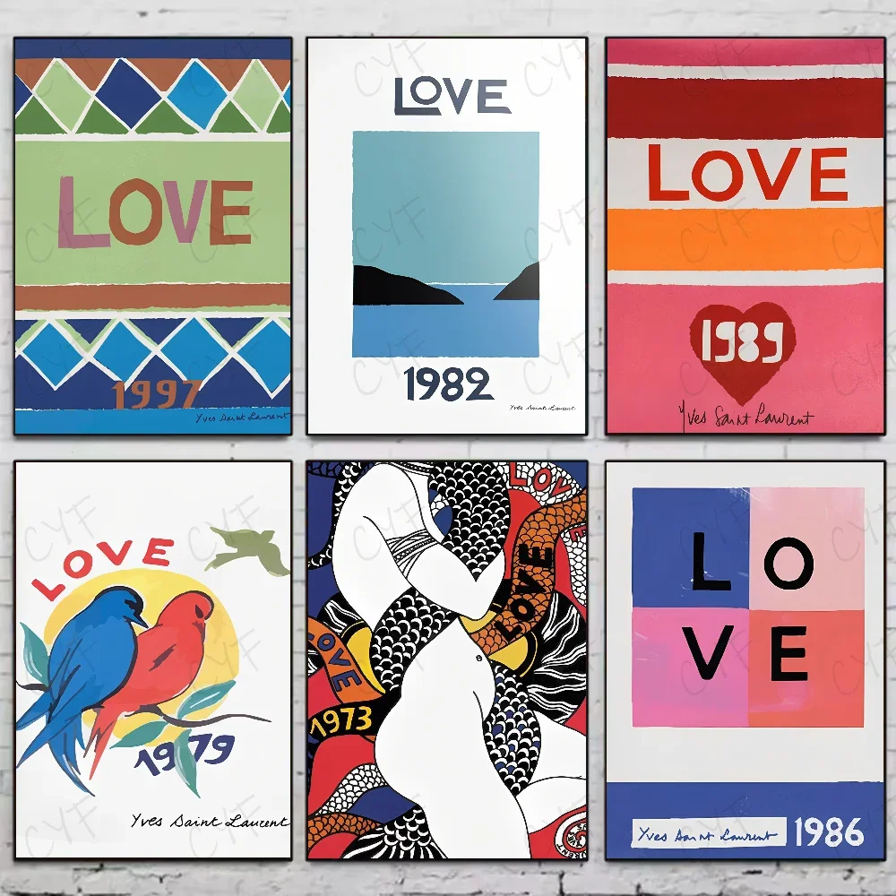 Yves Saint Laurent love-Póster artístico bohemio, arte HD, pared adhesiva, impermeable, para el hogar, sala de estar, dormitorio, bar, decoración estética