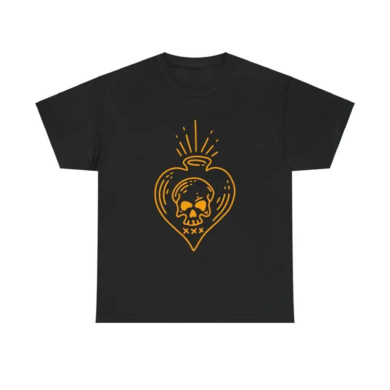 Crâne en coeur t-shirt tatouage gothique rock cool vintage amour halloween emo punk