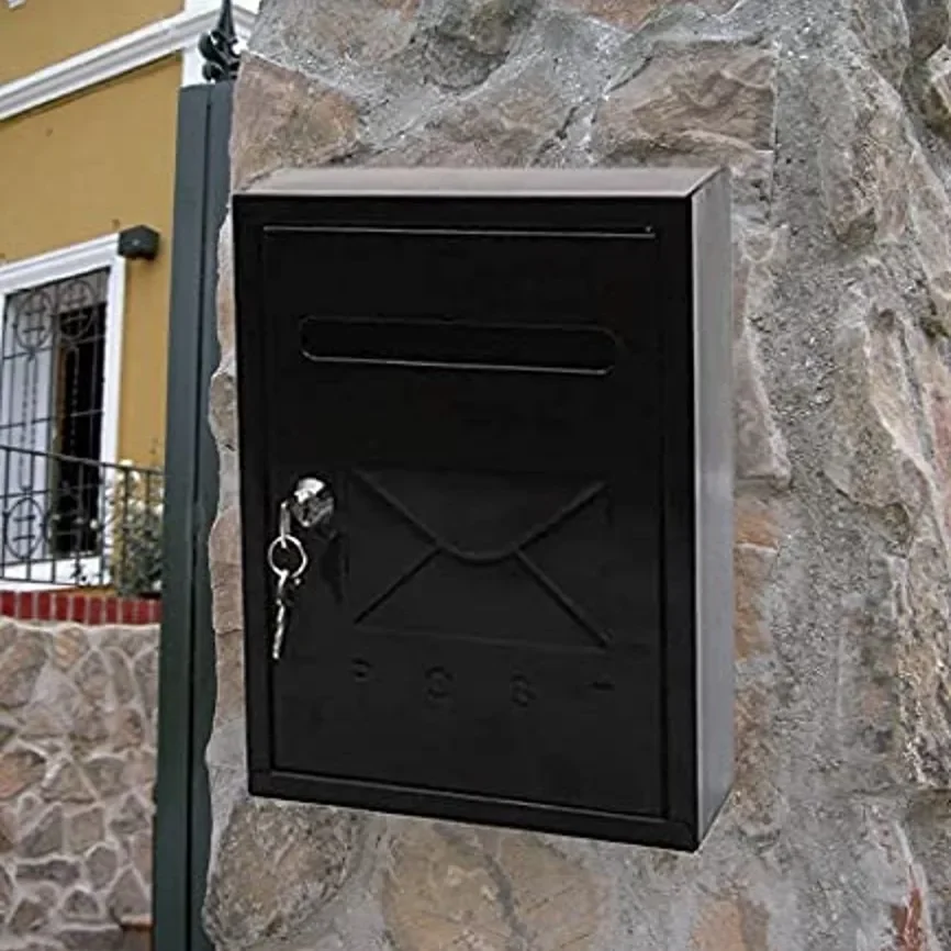 Maxia market metallic outdoor mailbox, 3 colors, house motif, outdoor posts, for letters