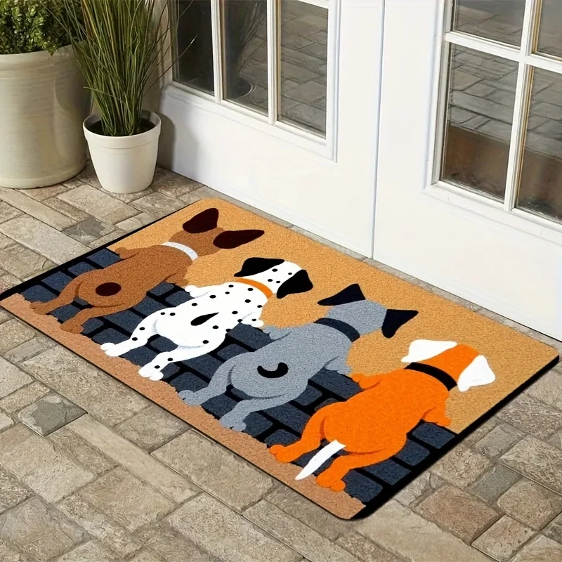 2d Printed Light Blue Orange Red Goldfish Pattern Doormat Non Slip Entrance Rug For Aquarium Theme Home Decor Gift