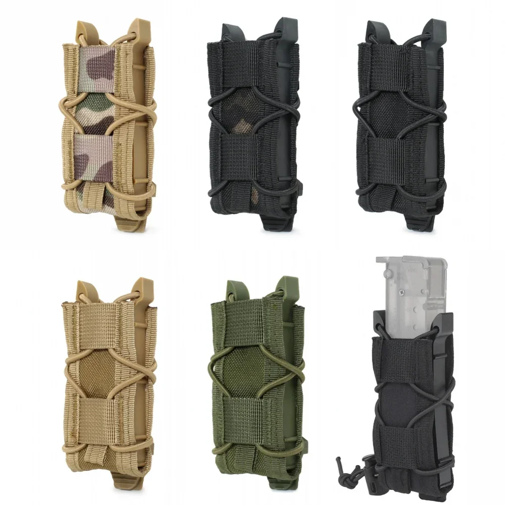 

9mm Pistol Magazine Pouch Molle Single Mag Holster Outdoor Training Hunting Vest Flashlight Torch Holder EDC Knife Waist Bag