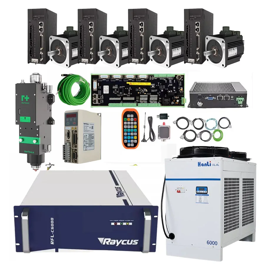 Raycus laser 6000W laser cutting system XC3000S BM06K 6000 watt laser cutting head Huichuan servo 1.3 kW and 400 watt with brake