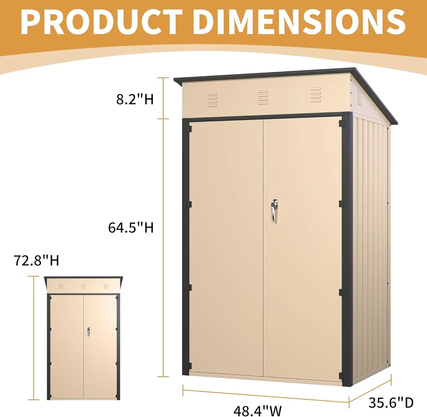 Xdout-cobertizo de almacenamiento de utilidad para exteriores, cobertizo de Metal para jardín con puerta Bloqueable, techo inclinado impermeable, herramientas pequeñas, 6x4 pies