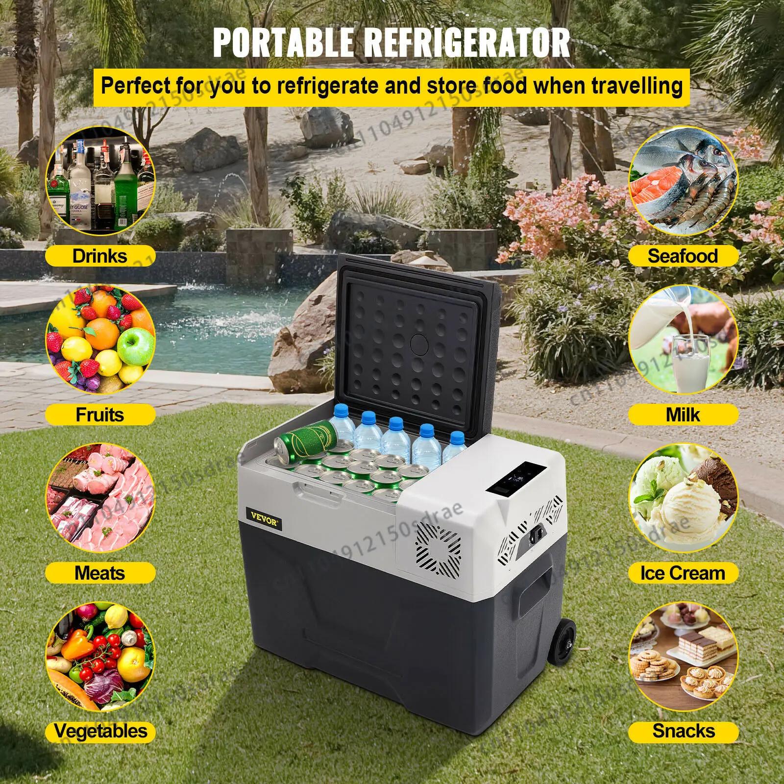 SucceBuy 30L 40L 50L Mini Car Refrigerator Small Fridge Freezer Portable Compressor Cooler 220V for Driving Camping Picnic
