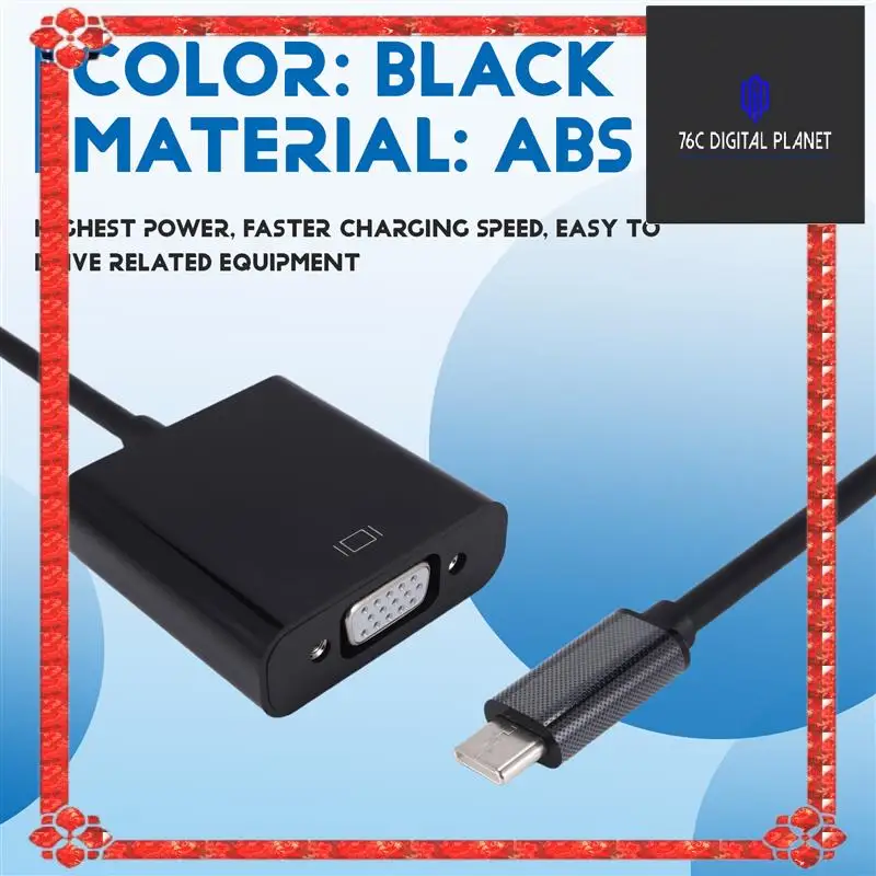 

24-Hour Delivery Type C To VGA Cable Adapter Type C USB 3.1 Cable Connector VGA Converter For Phone Laptop Tablet