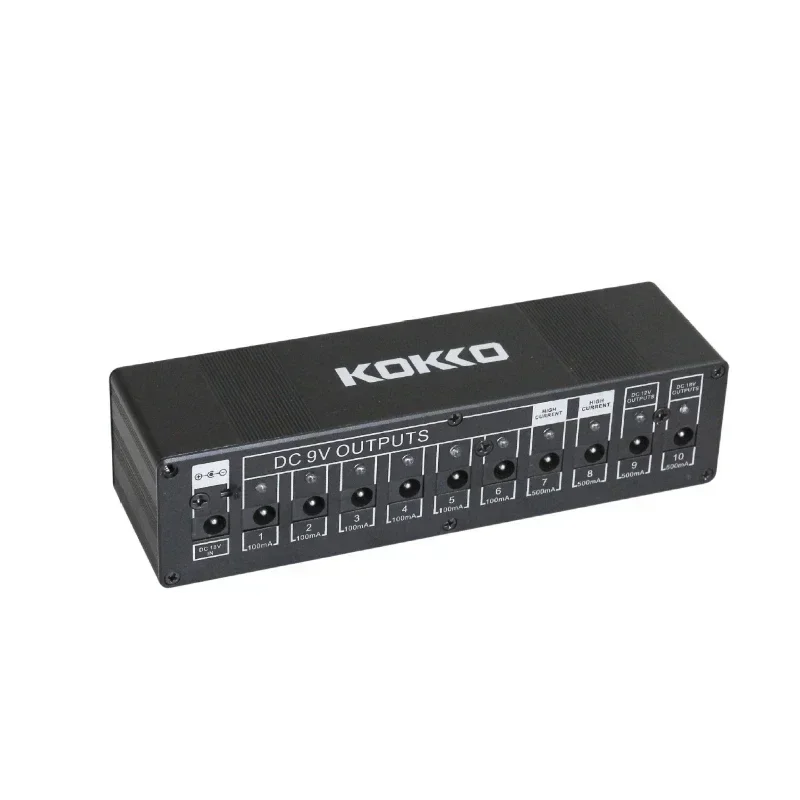 KOKKO Guitar Effect Power Supply Station Distributor 10 Isolated DC Outputs 9V/12V/18V with Short Circuit Guitar Accessories