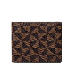 Carteira masculina com estampa curta com design dobrável e vários compartimentos para cartões