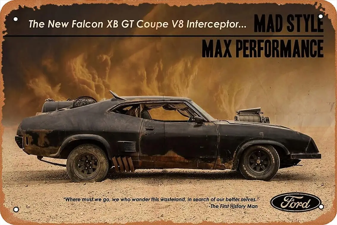 Mad Max Interceptor Poster Metal Tin Sign 8 x 12 Vintage Retro Man Cave Wall Decor.