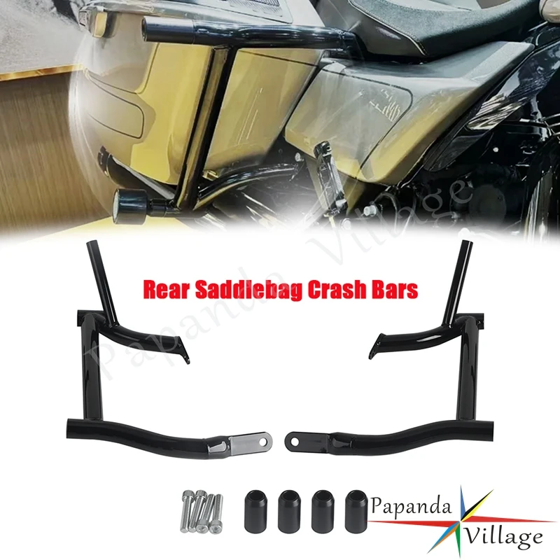 

Motorcycle Rear Saddlebag Guard Crash Bars Black For Harley Road King FLHR Electra Glide FLHT Street Glide FLHX FLTRX 2009-up