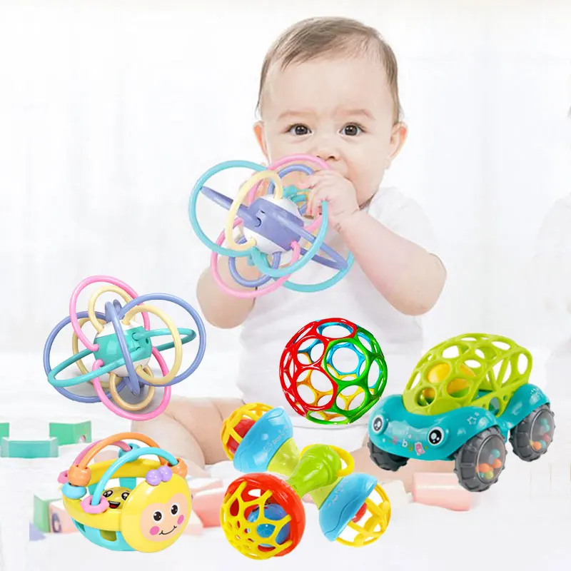 Brinquedos para bebês, 0 a 6 meses, 12 meses, desenvolvimento sensorial, chocalho mordedor para bebês, brinquedos educativos para bebês, jogos de dentição macia, para bebês de 1 ano