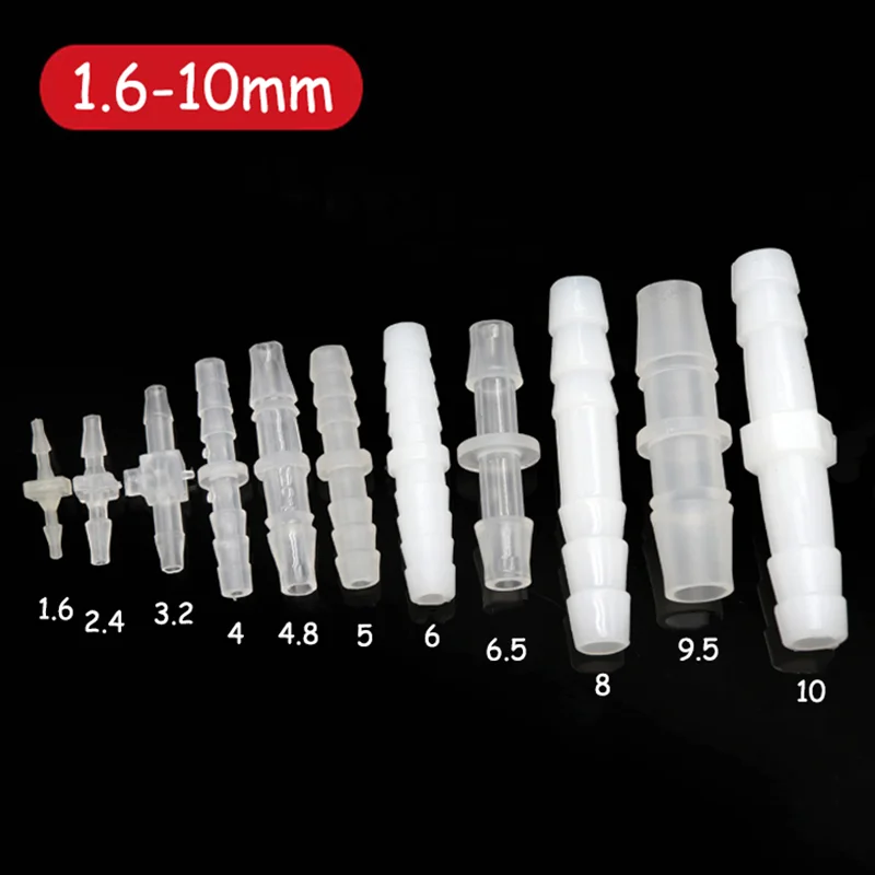 1-5pcs OD 1.6/2.4/3.2/4/4.8/5/6/6.4/8/9.5/10mm Hose Barb Connector PE PP Plastic Barb Pipe Fitting Equals Connector Pagoda Joint