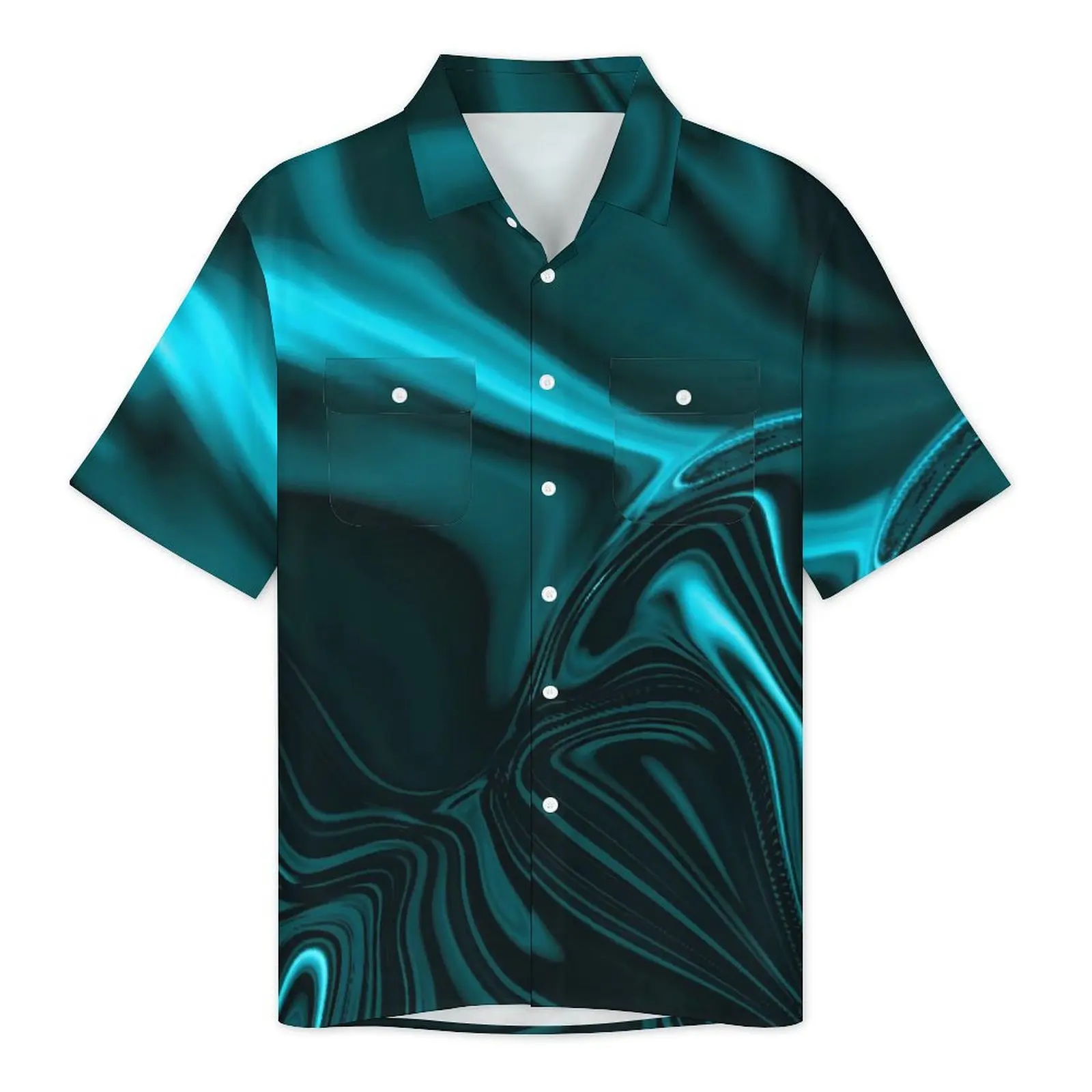 Summer Shirt Beach Blue Curve Blouses Abstract Print Vintage Casual Shirts Male Short-Sleeve Harajuku Oversize Clothing