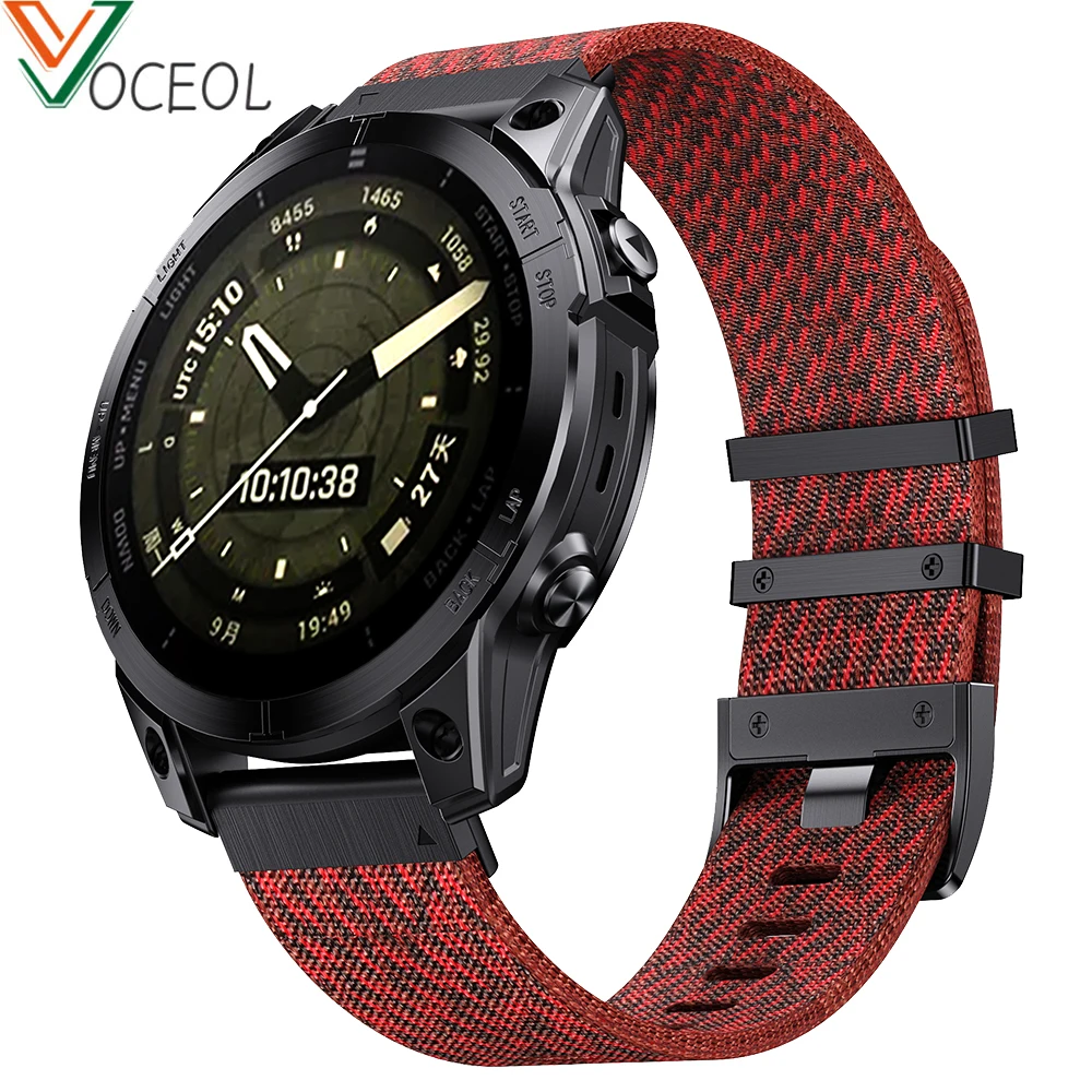 Quick Fit 22mm 26mm Nylon Watch Strap Band for Garmin Fenix 8 47mm 51mm, Epix Pro 47mm 51mm, Fenix 7 7X Pro/6 6X Pro/Fenix 5 5X