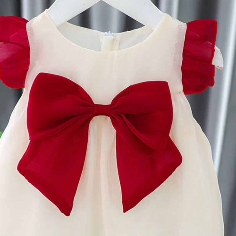 Baby Girl Dress Summer Bow Mesh Girls Princess Dress Cute Girls Weekend Dresses