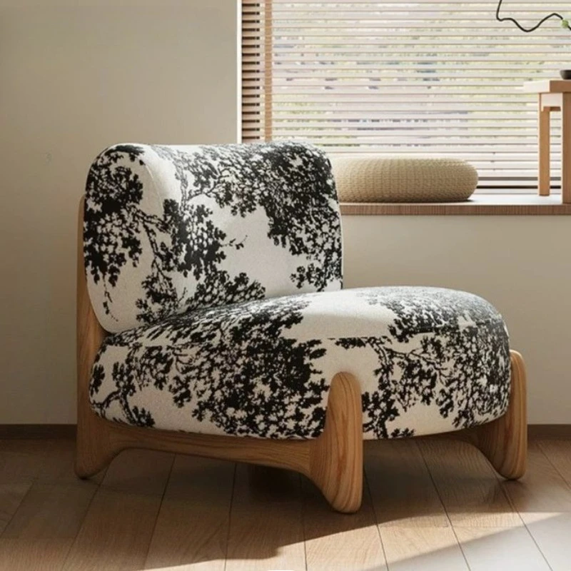Solid Wood Living Room Chairs Relaxing Single Person Sofa Chair Comfortable Backrest Chaise Lounge Interior Balcony Lazy Bench