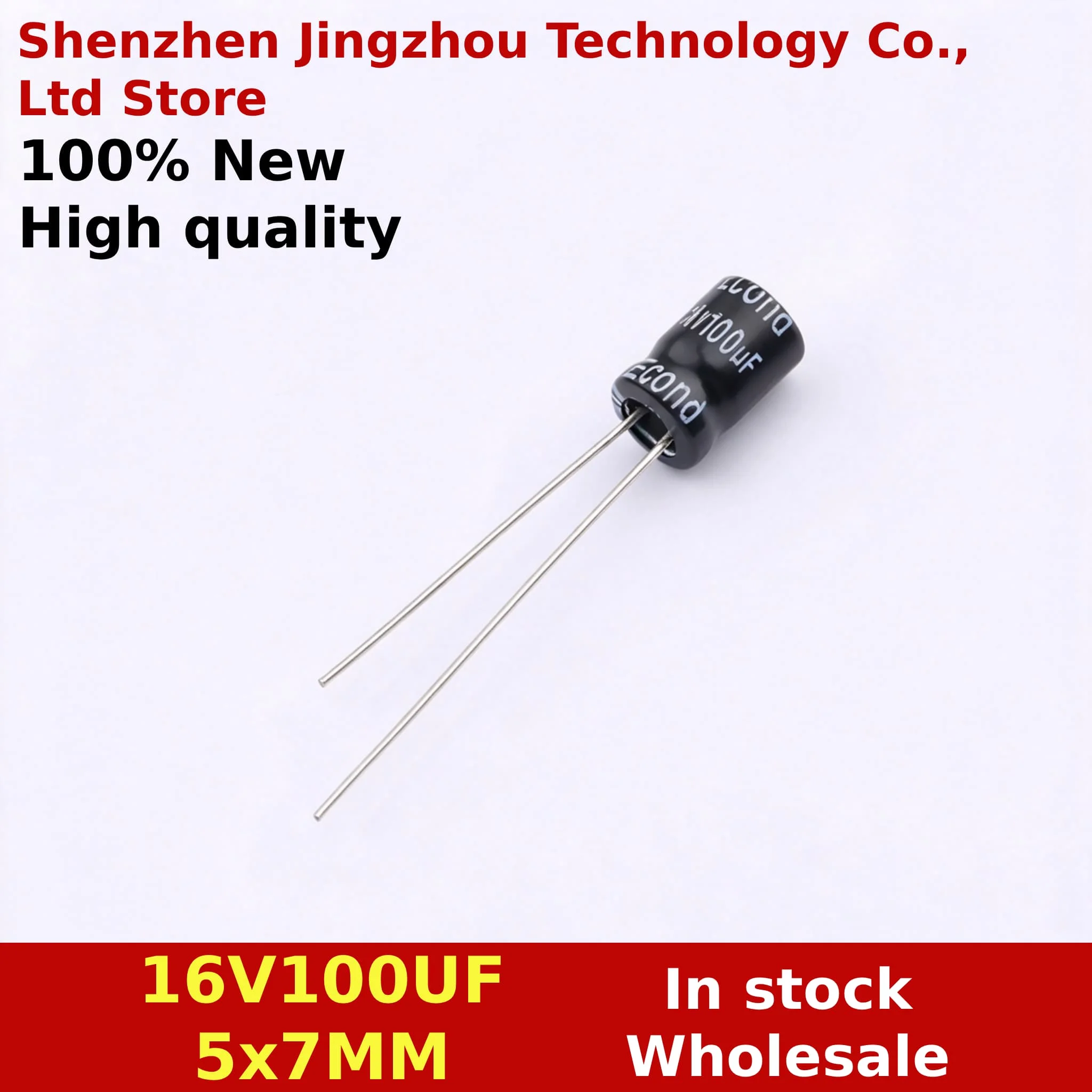 (100PCS) 100% New 5*7mm 100uf 16v 5X7MM 100μF 16v 5x7MM 16V100UF Direct insert aluminum electrolytic capacitor In Stock