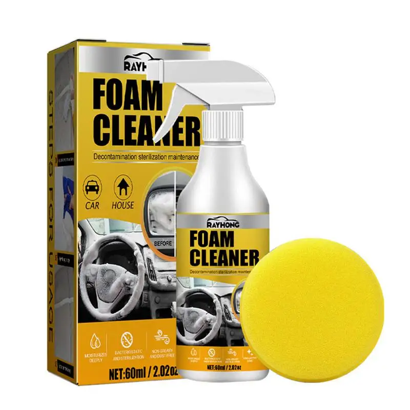 

Multipurpose Foam Cleaner Spray Creative 60ml Strong Stain Removal Kit With Sponge Car Foam Multipurpose Cleaner Car Accessories