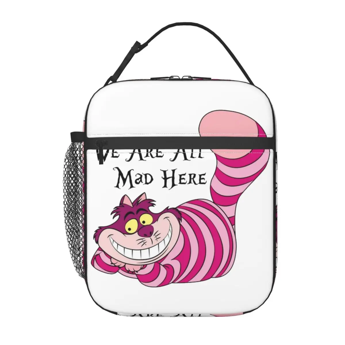 The Cheshire Cat We're All Mad Here Thermal Insulated Lunch Bags for School Portable Bento Box Cooler Thermal Food Box