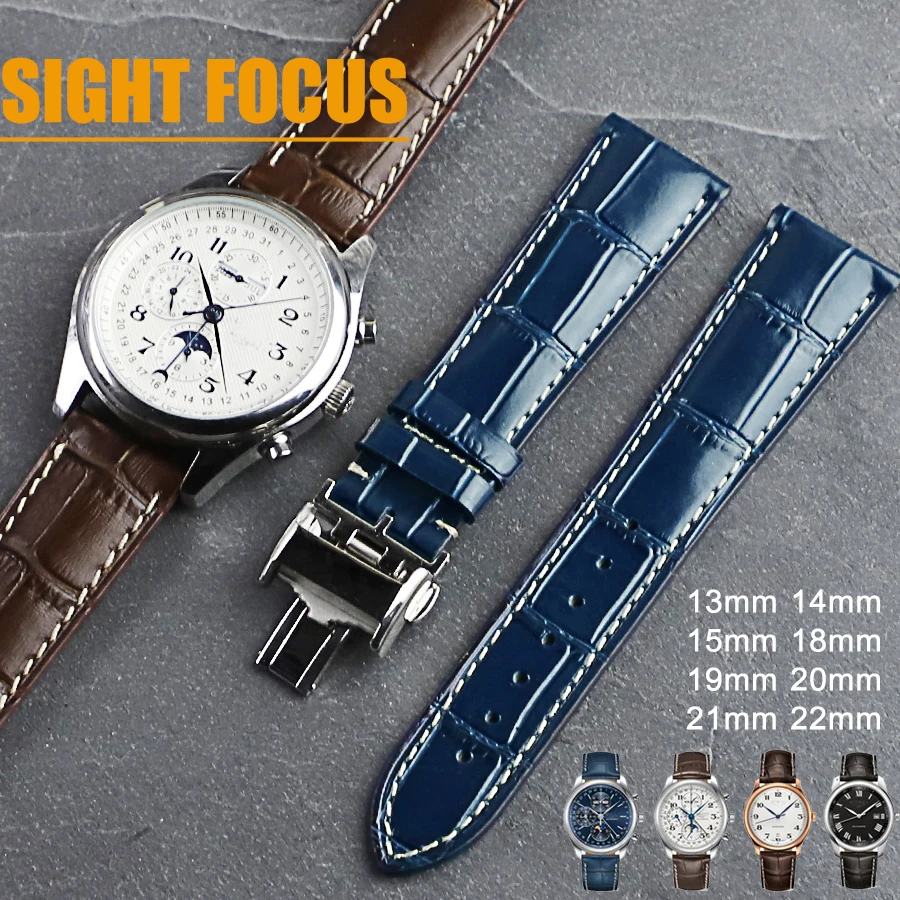 Cowhide Leather Watchbands for Longines L2 L4 Master Collection Flagship Evidenza Strap Watch Bands Calfskin Bracelet L2.628.673