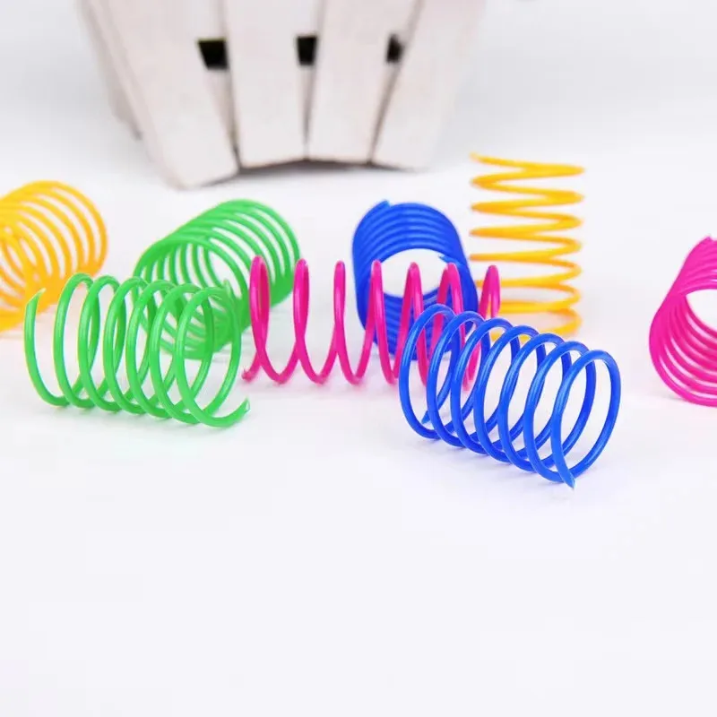 4-40Pcs Pet Cat Toys Wide Durable Heavy Gauge Cat Spring Toy Colorful Springs Cat Pet Toy Coil Spiral Springs Pet Intera