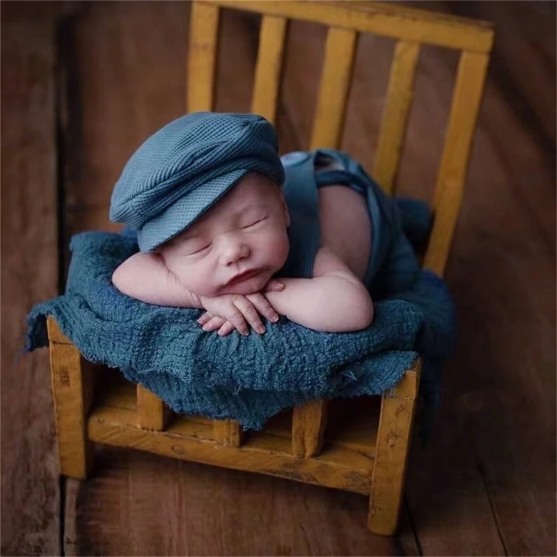 Newborn Baby Photography Prop Outfits Overalls with Hat set Photo Costume