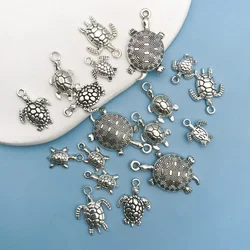 18pcs/Set Zinc Alloy Antique Silvery Marine Turtle Shaped Pendants for DIY Necklace Bracelet Earrings Jewelry Making Handmade