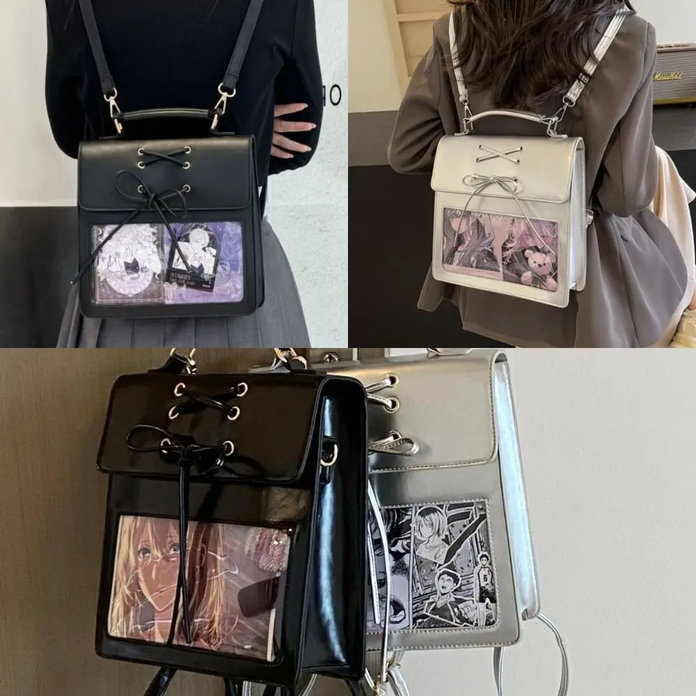 Japanese Style Transparent Pocket Ita Backpack Silver Harajuku Crossbody Bags Large Capacity Sweet Shoulder Bag Women