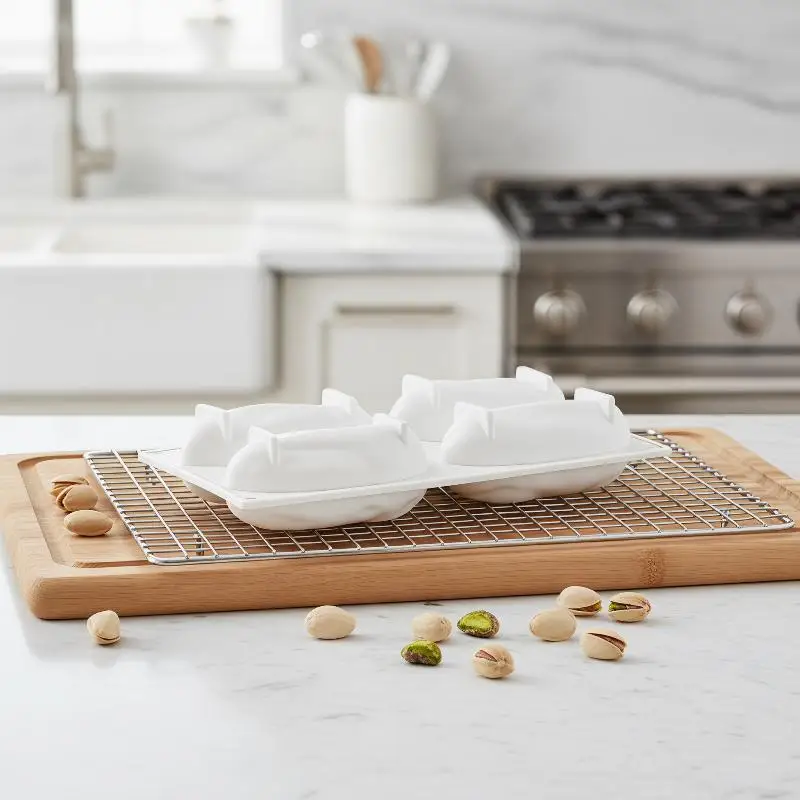 【YA】High Quality Silicone Mold 4 Cavity For Delicious Pistachio Mousse Cake and Dessert Baking