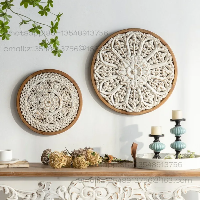 Wabi-sabi Retro Carved Hollow Wall Decoration American Entrance Corridor Background Wall Wall Hanging Creative Old Decoration