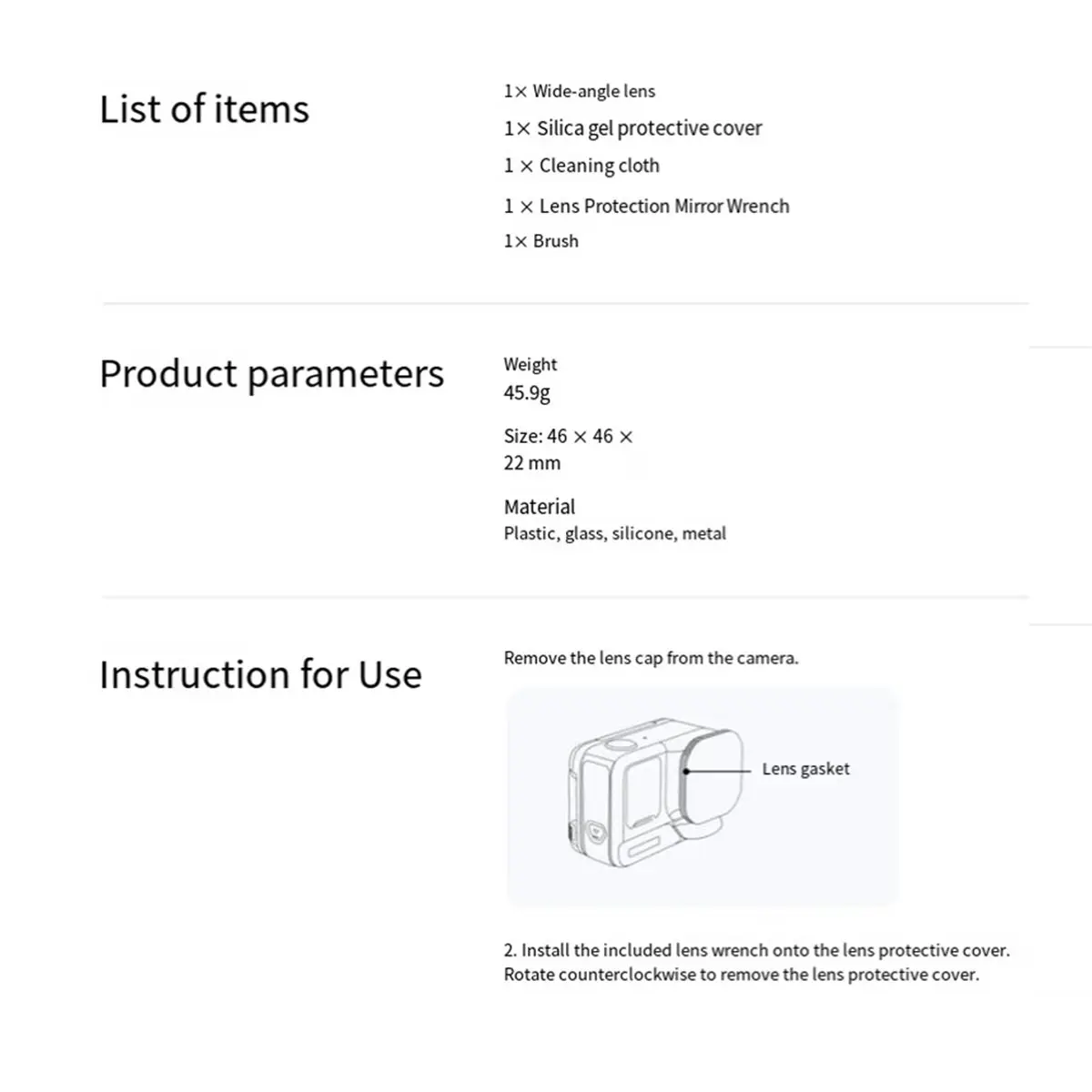 N94R For Insta360 Ace Pro 2 Ultra Wide Lens 189° Removable FOV Expansion Action Camera Accessory Extended View Module