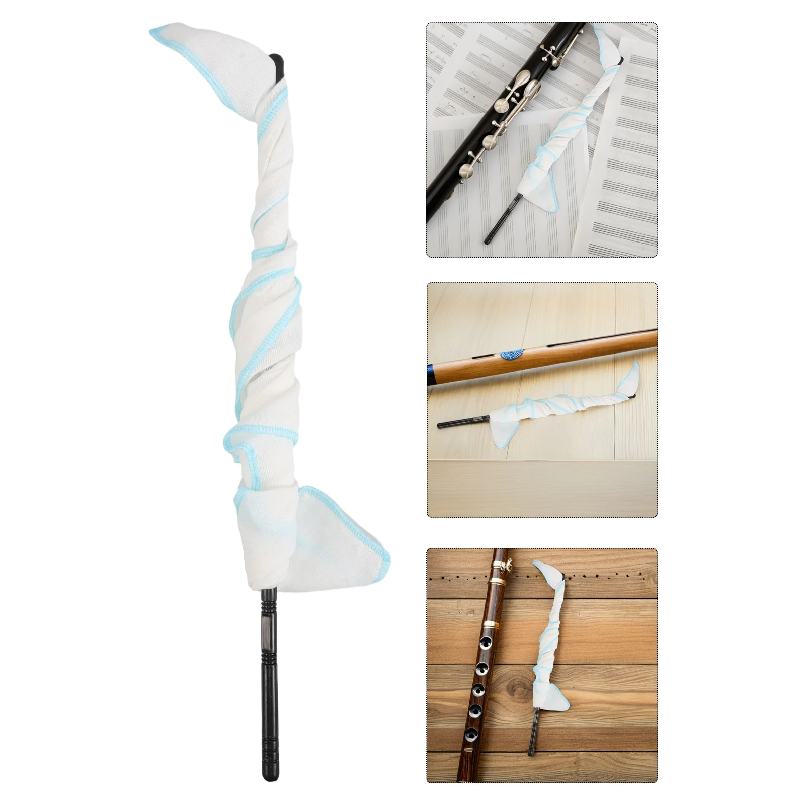 

Flute Cleaning Kit and Maintenance Wipe Cloth for Swabs Care Rod Musical Instrument Cleaner