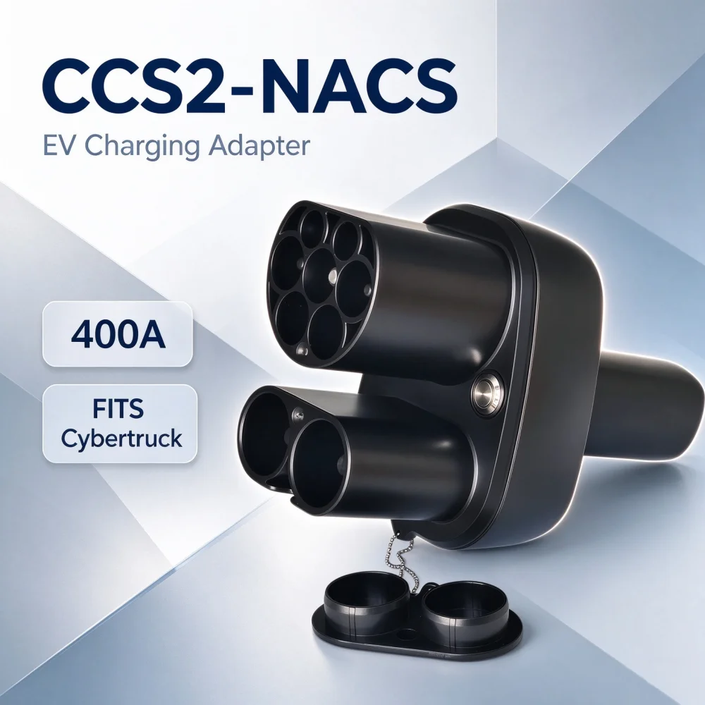 Charging for Tesla in Euro Compatible With Cybertruck Energy Highway CCS2 & Type2 to NACS(2 in 1)  400A EV Fast Charger Adapter
