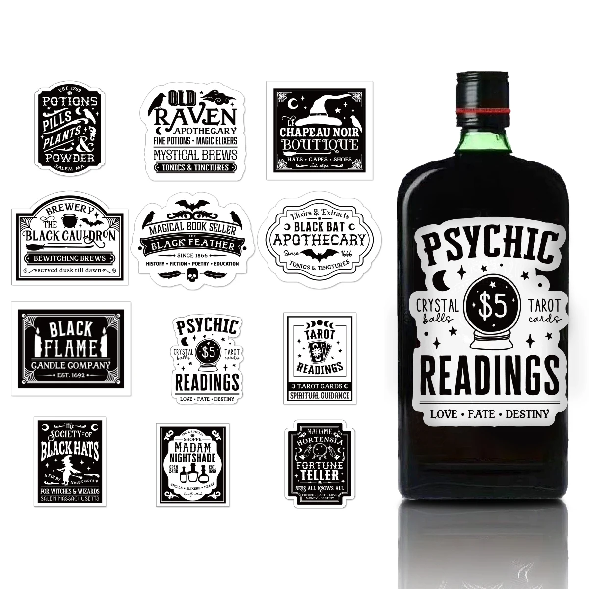 12pcs Magic Style Halloween Wine Bottle Labels Stickers,Boxes Apothecary Magic Potion Bottle Sticker,Halloween Party Gifts Decor