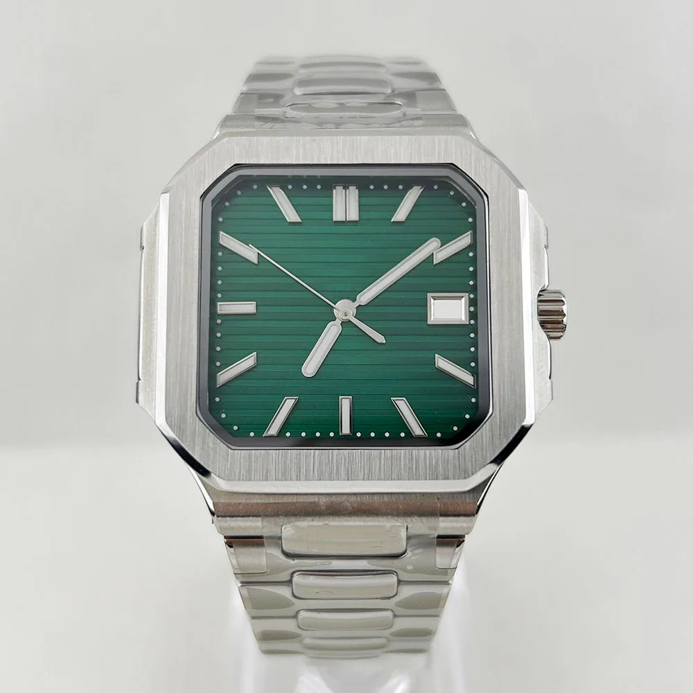 NH35 腕時計メンズ腕時計スクエアケース折りたたみバックル Nau 改良された NH35 NH38 ムーブメント腕時計